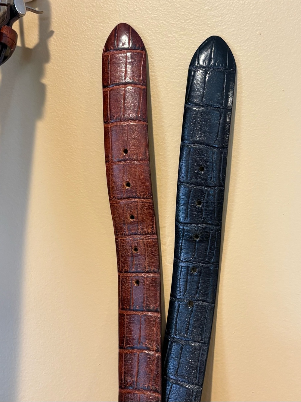 Canali Pair Black Brown Alligator Style Italian Leather Belts Size 34-36 Bundle - Picture 7 of 14